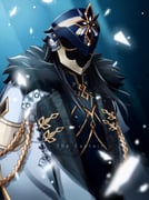 1boy absurdres armor black_armor black_fur black_hair black_shirt capitano_(genshin_impact) coat collared_shirt commentary_request english_text fur-trimmed_collar fur_trim genshin_impact gold_trim helmet highres lapels light_rays long_hair male_focus shirt solo sunbeam sunlight uouzzz upper_body white_coat rating:g score:1 post #10174866