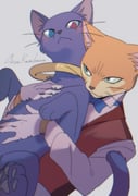 2boys akiyakamikawa animal_ears artist_name blush cat cat_boy cat_ears cat_tail closed_mouth furry furry_male gloves heterochromia highres looking_at_another male_focus multiple_boys neko_no_ongaeshi pawpads prince_lune red_vest shirt tail the_baron_(mimi_wo_sumaseba) vest whiskers white_gloves white_shirt rating:g score:6 post #8742817
