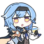 1girl black_gloves black_hairband blue_hair blue_necktie chibi cup eula_(genshin_impact) g4ori genshin_impact gloves hairband highres holding holding_cup medium_hair necktie open_mouth side_cape simple_background solo vision_(genshin_impact) white_background wide_sleeves yellow_eyes rating:g score:2 post #10177008