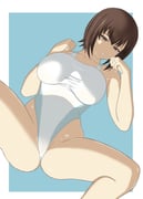 1girl absurdres breasts brown_eyes brown_hair cameltoe chousokabe_k clenched_hands clenched_teeth competition_swimsuit crotch_focus girls_und_panzer highleg highres large_breasts looking_at_viewer nishizumi_maho one-piece_swimsuit parted_lips solo split spread_legs swimsuit teeth two-tone_background white_one-piece_swimsuit wide_spread_legs rating:s score:0 post #10174983