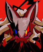 1boy 93mai black_gloves broken_mask furry furry_male gloves heterochromia highres infinite_(sonic) looking_at_viewer male_focus mask red_background red_theme solo sonic_(series) sonic_forces upper_body yellow_eyes rating:g score:3 post #9913192