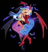 2girls animal_print arm_behind_head armpits bare_shoulders bat_(animal) bat_print black_background black_boots black_leotard black_wings blue_pantyhose blue_sleeves blunt_bangs boots breasts bridal_gauntlets cleavage cleavage_cutout clothing_cutout darkstalkers demon_girl demon_wings fangs feather_trim full_body green_eyes green_hair hand_on_another's_thigh head_wings high_heel_boots high_heels highleg highleg_leotard highres large_breasts leotard lilith_(darkstalkers) long_hair medium_breasts morrigan_aensland multiple_girls one_eye_closed open_mouth orange_sleeves pantyhose presenting_armpit print_pantyhose purple_hair purple_pantyhose red_boots red_eyes red_leotard red_wings short_hair sidelocks signature smile tongue tongue_out wings zambiie rating:s score:3 post #10176523
