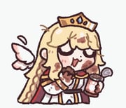 1girl :3 animated blonde_hair braid can cape closed_eyes commentary cropped_torso detached_wings dirty dress eating erpin_(trickcal) food holding holding_can holding_food long_hair looping_animation messy_eater miica_(toastblender) mini_wings open_mouth pet_food red_cape side_braid simple_background smile solo symbol-only_commentary tiara trickcal video white_background white_dress wing_flapping wings rating:g score:3 post #10175331