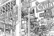 car check_commentary chinese_commentary commentary_request greyscale highres hong_kong lamppost lineart monochrome motor_vehicle original outdoors pen_(medium) people power_lines scenery sign streetcar traditional_media translation_request urban yamaguti rating:g score:1 post #10171283