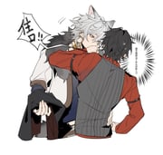 2boys ahoge animal_ears aohitsugi_samatoki arm_belt bishounen bite_mark black_hair black_jacket blue_shirt chinese_text coat covering_another's_mouth cropped_torso ear_piercing earrings fur-trimmed_jacket fur_trim grey_vest hair_between_eyes hand_on_another's_face hand_on_another's_waist hand_on_own_hip highres holding holding_unworn_clothes hypnosis_mic jacket jewelry kemonomimi_mode long_sleeves looking_at_another male_focus multiple_boys necklace piercing red_eyes red_shirt shirt short_hair shuiyiyaogong simple_background speech_bubble sweat tail thought_bubble unworn_jacket upper_body vest white_background white_hair white_jacket wolf_boy wolf_ears wolf_tail yamada_ichiro yaoi rating:s score:1 post #10174452