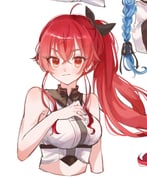 1girl ahoge eris_greyrat hair_ribbon hand_on_own_chest highres looking_at_viewer midriff mushoku_tensei ponytail red_eyes red_hair ribbon spica59 white_background rating:g score:3 post #10175591
