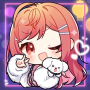 1girl :d ahoge blush chibi chibi_only commentary_request dog hair_ornament hairclip hand_up heart hololive hololive_dev_is ichijou_ririka ichijou_ririka_(1st_costume) kashiwase_karune long_hair long_sleeves looking_at_viewer open_mouth parallel_hairclips pink_shirt purple_background red_eyes red_hair shirt smile solo uni_(ichijou_ririka) upper_body virtual_youtuber w rating:g score:5 post #10149440