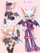 3girls animal_ears animal_nose bat_ears bat_girl bat_wings batten_rouge bodysuit commentary felichiii furry furry_female grid_background grin hat highres holding holding_sword holding_weapon multiple_girls multiple_persona official_alternate_costume pink_background pirate purple_bodysuit rebel_rouge rouge_the_bat rouge_the_bat_(prime) simple_background sleeping smile sonic_(series) sonic_prime sword upside-down weapon wings rating:g score:5 post #9606833