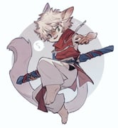 1boy animal_feet blonde_hair blue_eyes body_fur brown_fur cat_boy claws commentary digitigrade fangs fuji_166 full_body furry furry_male grey_background looking_at_viewer male_focus original short_hair simple_background solo tail rating:g score:0 post #10171858