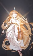 1girl bare_shoulders blonde_hair breasts closed_eyes dress floating full_body gladiator_sandals glowing gold_bracer gold_necklace grey_background highres jewelry long_dress long_hair medium_breasts necklace parted_bangs parted_lips pointy_ears princess_zelda sandals sidelocks solo strapless strapless_dress the_legend_of_zelda the_legend_of_zelda:_breath_of_the_wild tica_tiforzelda white_dress rating:g score:2 post #10174596