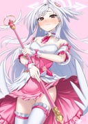 1girl blue_archive blush breasts bustier commentary_request crescent crescent_hair_ornament detached_sleeves dress earrings grey_wings hair_ornament halo head_wings highres holding holding_staff jewelry long_hair mage_staff magical_girl medium_breasts nose_blush official_alternate_costume pink_dress pink_halo red_eyes single_hair_intake single_head_wing staff suzumi_(blue_archive) suzumi_(magical)_(blue_archive) thighhighs very_long_hair white_hair white_thighhighs wings zombie_mogura rating:s score:13 post #10168114