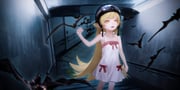 1girl absurdres aviator_cap bare_arms bare_shoulders bat_(animal) black_hat blonde_hair child clenched_hand dress fangs flipped_hair goggles goggles_on_headwear hair_flaps hat highres long_hair monogatari_(series) open_mouth oshino_shinobu red_pupils shishirui_san sleeveless sleeveless_dress solo very_long_hair white_dress yellow_eyes rating:g score:3 post #10159096