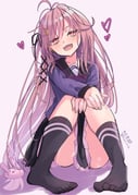 1girl absurdres ahoge black_skirt black_socks blue_shirt commentary_request crescent crescent_hair_ornament full_body hair_ornament highres hizaka kantai_collection long_hair low-tied_long_hair one-hour_drawing_challenge pink_hair pleated_skirt rabbit_hair_ornament red_eyes sailor_collar school_uniform serafuku shirt skirt smile socks solo uzuki_(kancolle) rating:g score:9 post #10168603