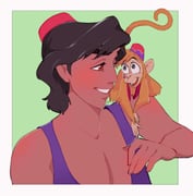 2boys abu_(aladdin) aladdin_(disney) aladdin_(movie) animal arabian_clothes black_hair brown_eyes brown_hair commentary_request dark-skinned_male dark_skin fez_hat hat highres looking_at_viewer male_focus monkey multiple_boys open_mouth ri_ri_ri2 shirt short_hair smile rating:g score:0 post #10046116