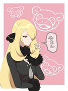 1girl black_coat blonde_hair border coat cropped_torso cynthia_(pokemon) fur_trim grey_eyes hair_ornament hair_over_one_eye highres long_hair long_sleeves mijukuma outside_border parted_lips pink_background pokemon pokemon_dppt slowpoke speech_bubble translation_request upper_body very_long_hair white_border rating:g score:2 post #10175600