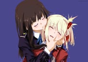 2girls biting biting_ear blonde_hair blue_background blue_dress blue_ribbon blush brown_hair closed_eyes commentary dress hair_ribbon hand_on_another's_face highres inoue_takina long_hair lycoris_recoil lycoris_uniform multiple_girls neck_ribbon nishikigi_chisato one_side_up red_dress red_ribbon ribbon sengoku_chidori simple_background trembling yuri rating:s score:13 post #10168224