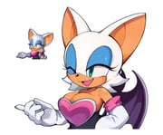 1girl animal_ears animal_nose bare_shoulders bat_wings breasts cleavage elbow_gloves ellisbros furry furry_female gloves green_eyes highres one_eye_closed open_mouth purple_wings reference_inset rouge_the_bat simple_background smile sonic_(series) sonic_colors white_background white_gloves wings rating:s score:20 post #9055354
