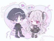 1boy 1girl alternate_costume arms_at_sides artist_request asymmetrical_legwear black_bow black_dress black_hair black_pants black_shirt black_shoes black_sleeves blunt_ends bow cellphone character_print character_profile chibi chinese_text circle_hands closed_mouth clothing_request collared_shirt colored_eyelashes commission commissioner_insert contemporary couple cross-laced_shoes crossed_bangs detached_sleeves dress dress_bow footwear_bow frilled_dress frilled_sleeves frills genshin_impact ghost grey_hair grey_socks grey_thighhighs hair_between_eyes hair_bow hair_intakes hayami_momo_(hayamimomo) heart heart_background hetero holding holding_phone layered_shirt layered_sleeves long_hair long_sleeves mole mole_under_eye multicolored_hair oc_x_canon one_eye_closed open_mouth original pants phone pink_bow pink_eyes plaid_clothes plaid_shirt purple_eyes purple_shirt purple_sleeves scaramouche_(genshin_impact) second-party_source shirt shoes short_over_long_sleeves short_sleeves socks spoken_emoji spoken_heart streaked_hair thighhighs translation_request two_side_up very_long_hair wispy_bangs rating:g score:-1 post #10174938