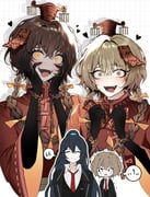 ...? 3boys :> :d ? absurdres black_hair blonde_hair brown_eyes brown_hair cherry_oux chinese_clothes dual_persona fangs grid_background guan_hat hands_on_own_cheeks hands_on_own_face heart highres hong_lu_(project_moon) limbus_company long_hair looking_at_viewer male_focus mian_guan multiple_boys orange_eyes project_moon short_hair sinclair_(project_moon) smile spoken_question_mark talisman tongue tongue_out wide-eyed xue_pan_(project_moon) rating:s score:4 post #9847033