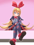 1girl animal_print anklet bat_print black_jacket black_pantyhose blonde_hair blue_eyes bow bow_hairband choker closed_mouth commentary_request crossed_legs detached_sleeves dokidoki!_precure dress flipped_hair full_body fur-trimmed_sleeves fur_trim grey_dress grey_sleeves hair_bow hairband hand_on_own_cheek hand_on_own_face jacket jewelry kakkuu_(clutch_shot_king) large_bow long_hair long_sleeves looking_at_viewer open_clothes open_jacket pantyhose precure print_pantyhose red_bow red_choker red_hairband red_shoes regina_(dokidoki!_precure) shoe_soles shoes short-sleeved_jacket short_sleeves smile solo very_long_hair rating:g score:7 post #9661043