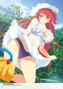 1girl ashiya_(senran_kagura) blush bra breasts cleavage day dress hair_ribbon highres kneeling large_breasts long_hair non-web_source official_alternate_costume official_art one_side_up open_mouth outdoors panties purple_bra purple_eyes purple_panties red_hair ribbon see-through_clothes see-through_dress senran_kagura senran_kagura_new_wave sleeveless sleeveless_dress solo sprinkler sundress underwear wavy_hair wet wet_clothes wet_dress white_dress worried yellow_ribbon rating:s score:10 post #10169624