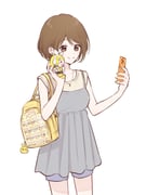 1girl backpack bag bag_charm brown_eyes brown_hair cellphone character_doll charm_(object) commentary_request doll dress dress_over_shirt hariikei holding holding_doll holding_phone itabag jewelry kagamine_rin meiko_(vocaloid) necklace phone selfie short_hair short_sleeves shorts_under_dress sleeveless sleeveless_dress smartphone smile solo vocaloid rating:g score:2 post #10175105