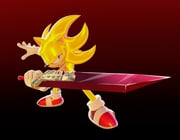 1boy buster_sword closed_mouth commentary english_commentary final_fantasy_sonic_x frown full_body furry furry_male gloves gradient_background hedgehog_boy highres holding holding_sword holding_weapon looking_at_viewer male_focus mashkiel red_eyes red_shoes shoes simple_background solo sonic_(series) sonic_the_hedgehog standing super_sonic sword weapon white_gloves yellow_fur rating:g score:2 post #9931169