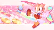 1girl ^_^ absurdres animal_ears blue_ribbon blue_skin bow bowtie brown_eyes brown_fur chao_(sonic) cheese_(sonic) closed_eyes collared_dress colored_extremities colored_skin colorful cream_the_rabbit cymbals dress gloves hands_up highres in-universe_location instrument leg_up long_eyelashes miitara multicolored_fur multicolored_skin neck_ribbon neutral_chao open_mouth orange_dress orange_shoes outstretched_arms rabbit_ears red_bow red_bowtie ribbon shoes sleeveless sleeveless_dress smile sonic_(series) sonic_advance_(series) sonic_advance_2 spread_arms traditional_bowtie two-tone_fur two-tone_skin white_gloves yellow_skin rating:g score:11 post #8127406