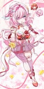 1girl absurdres blush breasts chinese_commentary cleavage collarbone commentary_request cupcake cutescookie diamond-shaped_pupils diamond_(shape) dress earrings eden_(honkai_impact) elysia_(hi_love_elf)_(honkai_impact) elysia_(honkai_impact) eyes_visible_through_hair finger_to_mouth flower food foodification gloves hair_intakes hair_ornament hair_over_one_eye hat heart heart_earrings heart_hair_ornament highres holding holding_flower honkai_(series) honkai_impact_3rd jewelry large_breasts long_hair looking_at_viewer open_mouth pantyhose pink_dress pink_hair pointy_ears purple_eyes rose sidelocks single_leg_pantyhose single_thighhigh smile solo symbol-shaped_pupils thighhighs white_gloves white_hat white_pantyhose white_thighhighs yellow_flower yellow_rose rating:s score:8 post #10168077