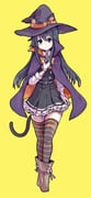 1girl animal_ears asashio_(halloween)_(kancolle) asashio_(kancolle) asashio_kai_ni_(kancolle) black_cape black_hair blue_eyes bow bowtie cape cat_ears cat_girl cat_tail dress full_body gloves halloween halloween_costume hat highres kantai_collection looking_at_viewer multicolored_cape orange_bow orange_bowtie orange_cape orange_cloak orange_thighhighs pinafore_dress revision searchlight simple_background sleeveless sleeveless_dress striped_clothes striped_thighhighs tail thighhighs thighs unagiman white_gloves witch witch_hat yellow_background rating:g score:6 post #10175051