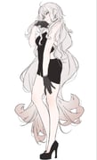 1girl \||/ ahoge alternate_costume back_cutout bare_arms bare_legs black_choker black_dress black_gloves black_shoes breasts choker closed_mouth clothing_cutout commentary_request contrapposto dress earrings fate/grand_order fate_(series) flat_color flipped_hair from_side full_body gloves hair_between_eyes hand_up high_heels highres jeanne_d'arc_alter_(fate) jewelry knees_apart_feet_together lace-trimmed_gloves lace_trim legs long_hair medium_breasts messy_hair microdress platform_heels profile ri_o_ne_su shoes simple_background solo standing strapless strapless_dress tube_dress unfinished very_long_hair white_background white_hair yellow_eyes rating:s score:28 post #10157609