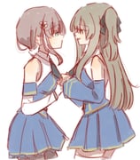 2girls assault_lily bare_shoulders black_hair black_necktie black_pantyhose black_ribbon blue_skirt breasts brown_hair closed_mouth collared_shirt commentary cowboy_shot detached_sleeves elbow_gloves eye_contact face-to-face fingerless_gloves flower from_side gloves green_eyes hair_flower hair_ornament hair_ribbon hands_up highres holding_hands kuo_shenlin long_hair long_sleeves looking_at_another medium_breasts miniskirt multiple_girls necktie odaiba_girls_high_school_uniform one_side_up pantyhose parted_lips pleated_skirt profile ribbon rui_rui_rui0122 school_uniform shirt short_necktie simple_background skirt sleeveless sleeveless_shirt smile standing tassel tassel_hair_ornament thighhighs two-tone_shirt wang_yujia white_background white_flower white_gloves white_shirt white_thighhighs yellow_eyes yuri rating:g score:5 post #10173830