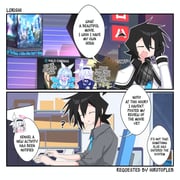 1boy 2girls arona_(blue_archive) black_choker black_hairband blue_archive blue_hair braid choker colored_inner_hair comic english_commentary english_text hair_over_one_eye hairband halo highres kowareta_sekai_to_utaenai_miku long_hair lukishi multicolored_hair multiple_girls open_mouth pink_hair plana_(blue_archive) project_sekai red_halo school_uniform serafuku short_hair single_braid very_long_hair white_hair rating:g score:2 post #10109083