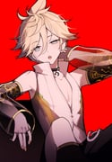 1boy :o antenna_hair art_waven bare_shoulders black_choker black_shorts black_sleeves black_socks blonde_hair blue_eyes choker collared_shirt commentary detached_sleeves double-parted_bangs elbow_rest english_commentary feet_out_of_frame grey_eyes hair_between_eyes hair_flaps hand_up headphones highres kagamine_len knee_up kneehighs long_sleeves looking_at_viewer male_focus multicolored_eyes nail_polish navel open_mouth partially_unbuttoned pectorals project_diva_(series) red_background see-through_clothes see-through_sleeves shirt short_hair shorts simple_background sitting sleeveless sleeveless_shirt socks solo teeth tongue two-tone_eyes uneven_eyes upper_teeth_only vocaloid white_shirt yellow_nails rating:s score:1 post #10171402
