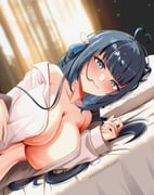 1girl absurdres ahoge amano_nene_(vtuber) black_hair blue_eyes blurry blurry_background breasts heart heart_ahoge highres indie_virtual_youtuber indoors large_breasts lying mole mole_under_eye on_bed on_side open_clothes open_shirt shirt solevisionarts solo upper_body white_shirt rating:s score:24 post #9966318