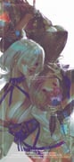 2girls absurdres ayane_(doa) black_jacket blue_eyes breasts cleavage dress eyeshadow flower highres jacket japanese_clothes kimono kunai large_breasts makeup miko multiple_girls ninja ninja_gaiden ninja_gaiden_4 nishii_tomoko nontraditional_miko obijime open_clothes parted_lips purple_flower red_eyes red_eyeshadow red_lips rope sash seori_(ninja_gaiden) shibari short_hair smile teeth underboob weapon white_dress white_hair white_kimono rating:s score:3 post #10171125