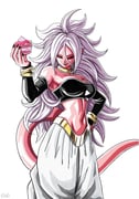 1girl absurdres android_21 bare_shoulders black_nails black_sclera black_tube_top breasts cleavage collarbone colored_sclera colored_skin cowboy_shot dragon_ball dragon_ball_fighterz grey_hair hand_on_own_hip harem_pants highres large_breasts majin_android_21 pants pink_skin pink_tail pointy_ears red_eyes roub3d solo strapless tail tube_top white_pants rating:s score:6 post #10155114