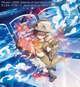 1girl 2025 asevi_andromeda_kushinada backpack bag belt boots brown_bag brown_belt brown_boots brown_hair brown_hat brown_shirt campaign_hat closed_mouth copyright_notice cropped_shirt duel_masters goggles goggles_on_headwear hair_over_eyes hat holding_stone_tablet light_particles locomotive midriff neckerchief official_art okanoyuno orange_neckerchief pointy_ears ribbon shirt short_sleeves skirt solo steam_locomotive stone_tablet train_station white_ribbon rating:g score:0 post #10135872
