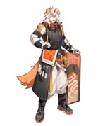 1boy absurdres arknights black_gloves black_shirt colored_tips commentary furry furry_male gloves highres holding holding_shield horns hung_(arknights) hutogawa29581 komainu_boy komainu_ears komainu_tail looking_at_viewer male_focus multicolored_hair one_eye_closed open_mouth pants shield shirt single_horn sleeveless sleeveless_shirt smile tool_belt white_background white_pants rating:g score:4 post #10055745