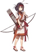 black_hair bow_(weapon) chinese_clothes chinese_empire commentary fangdan_runiu feather_hair_ornament feathers fold-over_collar full_body hair_ornament han_dynasty hanfu headband highres original red_sandals sandals solo weapon white_background yellow_eyes rating:g score:15 post #9085532