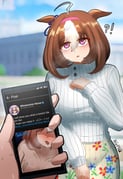 1boy 1girl @_@ absurdres ahoge animal_ears bar_censor blurry blurry_background blush breasts brown_hair cellphone censored censored_identity commentary depth_of_field double-parted_bangs ear_ribbon ears_down embarrassed english_commentary english_text hair_between_eyes hairband highres holding holding_phone horse_ears horse_girl juxtaposition large_breasts long_sleeves medium_hair meisho_doto_(casual)_(umamusume) meisho_doto_(umamusume) multicolored_hair ngmq nude open_mouth out-of-frame_censoring phone pink_hairband pov pov_hands purple_eyes school_uniform shirt short_hair smartphone tracen_school_uniform twitter two-tone_hair umamusume viewer_holding_phone white_hair rating:s score:29 post #10145754