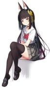 1girl absurdres alternate_costume animal_ear_fluff animal_ears azur_lane bird_hair_ornament black_choker black_hair black_shoes black_thighhighs bow breasts chinese_commentary choker commentary_request fox_ears fox_girl grey_skirt hair_ornament hamiro highres invisible_chair jewelry loafers long_hair looking_at_viewer miniskirt nagato_(azur_lane) nagato_(meta)_(azur_lane) parted_lips pleated_skirt red_bow sailor_collar sailor_shirt school_uniform serafuku shirt shoes short_sleeves sitting skirt small_breasts solo thighhighs very_long_hair white_background white_sailor_collar white_shirt yellow_eyes rating:s score:40 post #10017860