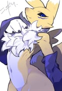 1girl animal_ears black_sclera blue_eyes body_fur closed_mouth colored_sclera detached_sleeves digimon digimon_(creature) fox_ears fox_girl fox_tail furry furry_female highres kokodari looking_at_viewer navel purple_sleeves renamon simple_background smile solo tail thighs white_background white_fur rating:s score:7 post #10169009