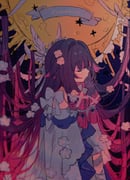 1girl bandages black_hair bow closed_eyes closed_mouth columbina_(genshin_impact) dress eye_mask facing_to_the_side flower genshin_impact hair_flower hair_ornament highres long_hair mask moon multicolored_hair myoco ribbon solo streaked_hair very_long_hair white_dress white_mask white_wings wings x-shaped_eyewear rating:g score:2 post #10176898