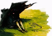 1boy abaddon_(haunted_hotel) abaddon_(human)_(haunted_hotel) blue_coat coat eyes_in_shadow grass hands_under_legs haunted_hotel knees_up long_hair male_focus outdoors red_eyes rope shadow sitting solo tree under_tree vaq04345 rating:g score:4 post #10119441
