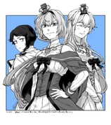 1boy 2girls admiral_(kancolle) capelet clipboard closed_eyes commentary corset crown dress greyscale hashtag-only_commentary kantai_collection long_hair military_uniform mini_crown monochrome multiple_girls naval_uniform off-shoulder_dress off_shoulder spot_color translation_request upper_body v_arms valiant_(kancolle) warspite_(kancolle) yamada_rei_(rou) rating:g score:2 post #10168822
