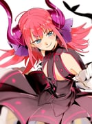 1girl arms_behind_back black_dress blue_eyes blurry blush bow chest_harness circle_skirt closed_mouth commentary depth_of_field detached_sleeves dragon_girl dragon_horns dress elizabeth_bathory_(fate) elizabeth_bathory_(fate/extra) fate/extra fate/extra_ccc fate_(series) frilled_sleeves frills hair_bow harness highres horns kuriimu0203 long_hair long_sleeves looking_at_viewer no_shirt pink_hair purple_bow purple_horns simple_background smile solo underbust v-shaped_eyebrows white_background white_sleeves rating:s score:12 post #10154600