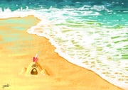 5xichi absurdres beach commentary_request highres no_humans ocean planted planted_shovel pokemon pokemon_(creature) pokemon_focus sand sandygast scenery shovel signature solo water waves rating:g score:1 post #10173911