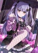 1girl absurdres alternate_hairstyle bang_dream! black_bow black_shoes black_skirt blush bow choker fishnet_pantyhose fishnets grey_hair hair_ornament hairclip highres indoors jewelry long_hair minato_yukina nail_polish pantyhose pink_shirt ring shirt shoes skirt smile solo tamag0zzz twintails yellow_eyes rating:g score:0 post #10177032