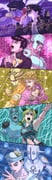 1girl 4boys absurdres anchor_symbol aqua_eyes arm_tattoo birthmark black_hair black_hat blonde_hair blue_eyes braid braided_ponytail breasts bubble bun_with_braided_base chain commentary_request cone_hair_bun crazy_diamond diamond_wa_kudakenai dixie_cup_hat double_bun earrings gakuran giorno_giovanna gold_experience green_hair green_lips hair_bun hand_on_own_chest hat heart higashikata_josuke highres hokkyoku_(uuunnoo2) jewelry joestar_birthmark jojo_no_kimyou_na_bouken jojolion kujo_jolyne kujo_jotaro medium_breasts midriff military_hat multicolored_hair multiple_boys open_mouth pompadour sailor_collar school_uniform soft_&_wet stand_(jojo) star_platinum stardust_crusaders stone_free stone_ocean stud_earrings tattoo two-tone_hair vento_aureo white_sailor_collar rating:g score:1 post #10175118
